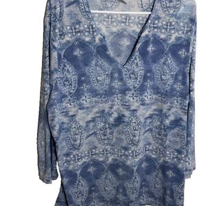 Blue Patterned Women's Top